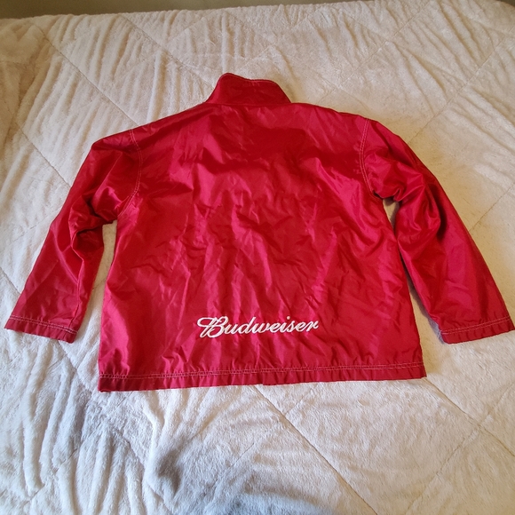 Budweiser Nylon Jacket XL Red Embroidered logos Mens Extra Large Hub-Capz - Picture 9 of 15